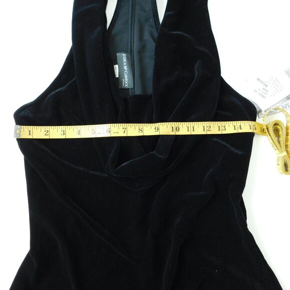 Vintage Medium Jessica McClintock Black Velvet Top Formal Racerback Cowl Y2K NWT - Picture 10 of 12
